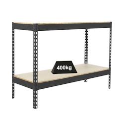 PROREGAL Étagère pour charges lourdes MINI WOOD YETI TWO | HxLxP 90x150x45cm | Charge du compartiment 400kg | anthracite - gris métal PR_RS141-13_0