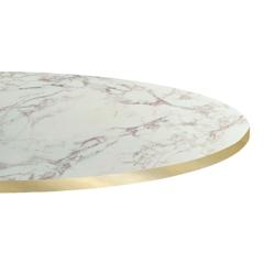 Restootab Plateau Ø90 decor marbre olympo chants laiton - blanc Bois manufacturé PL-R90M-MB.OLYM-LAI_0