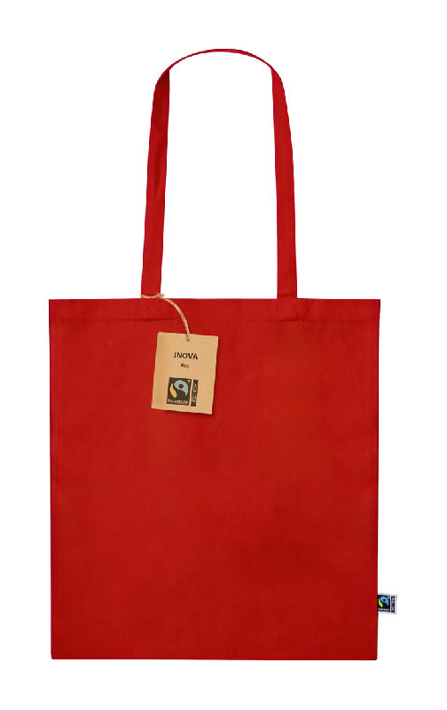 Sac shopping coloré en coton équitable - 180 g/m² - labélisé Fairtrade avec anses longues_0