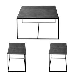 Set de 3 tables gigognes noires 80x80x45 et 75x39x41 cm -  Carré Métal Table Passion 80x80 cm - noir 3106239540373_0