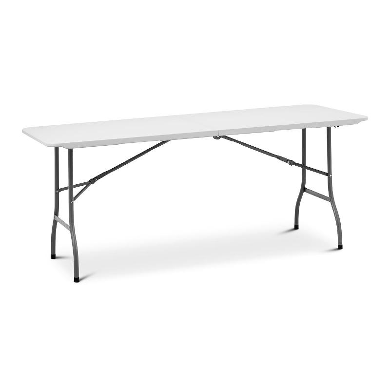 TABLE PLIANTE DE JARDIN D\'EXTÉRIEUR TRAITEUR (180 X 75 X 74 CM, CAPACITÉ DE CHARGE : 150 KG, ACIER, POLYÉTHYLÈNE (PE-HD), COLORIS : BLANC) 14_0004485_0