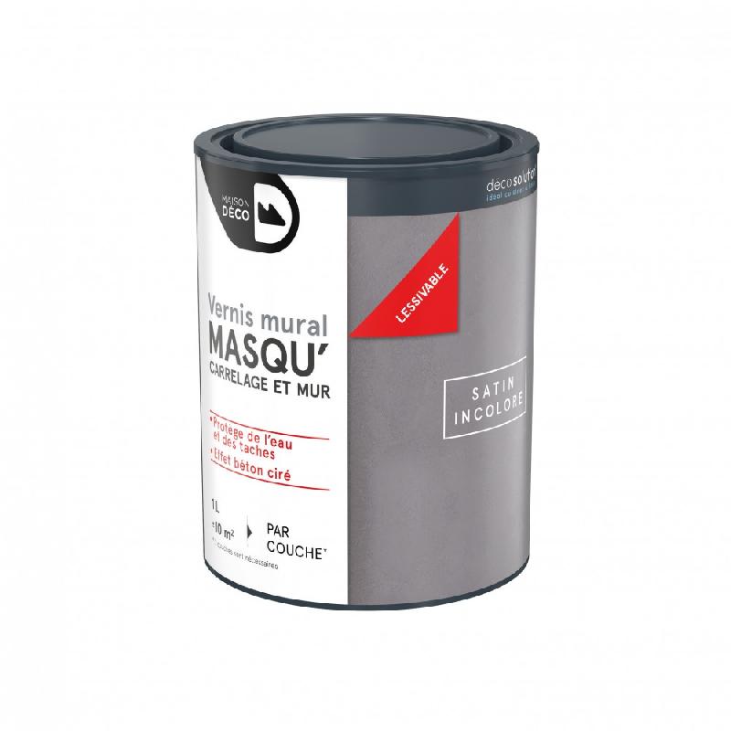 Vernis transparent satinée 1 l - protection enduit décoratif Masqu'carrelage MAISON DECO_0