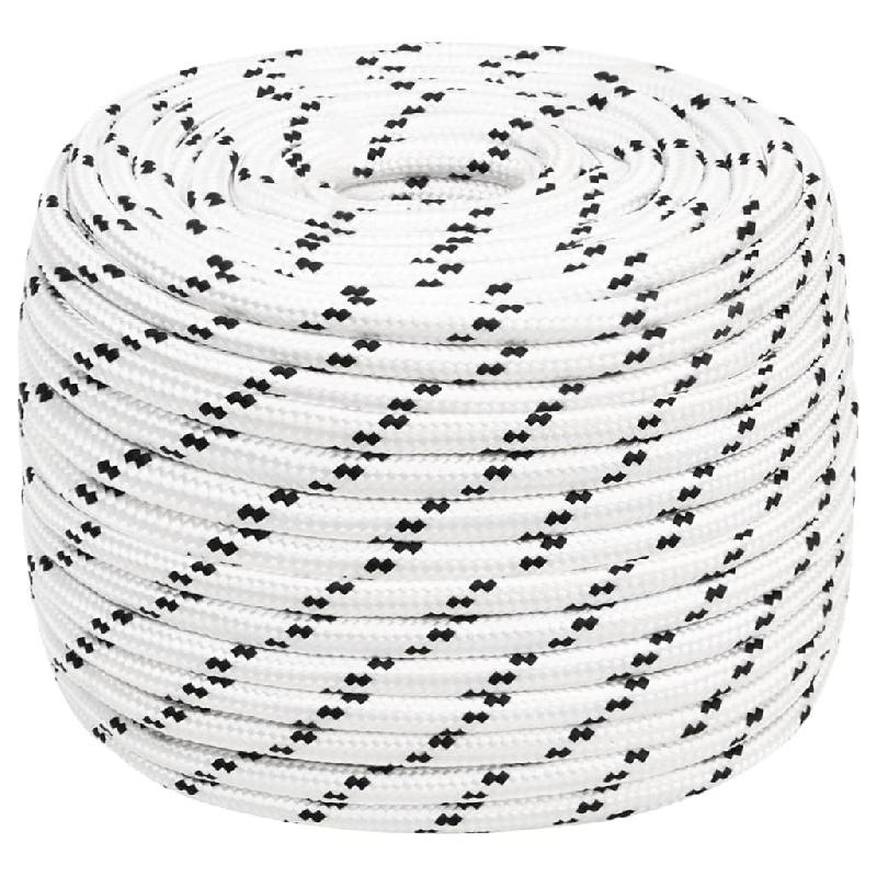 Vidaxl corde de bateau tressé blanc 14 mmx25 m polyester 152779_0