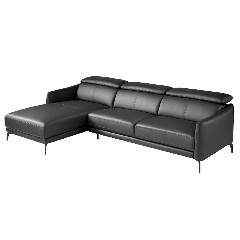 AC ANGEL CERDA Angel Cerdá Canapé d'angle gauche en cuir noir 6040C 283 x 174 x 94 - noir fourrure 8435631002772_0