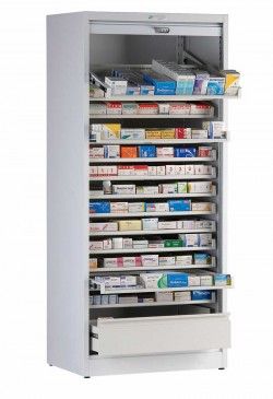 Armoire médicale combi - Portes rideaux - Serrure à clés ou code - Dimensions H198 x L87 x P55cm_0