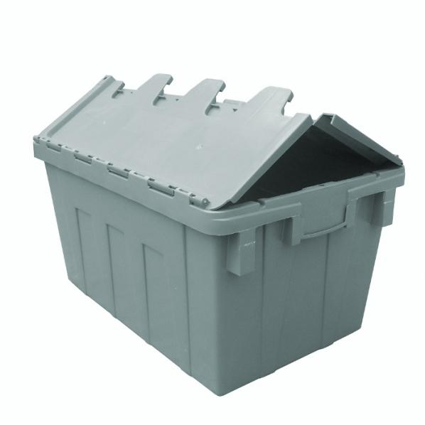 Bac navette en plastique avec couvercle intégré - Gris - 46L - Conforme normes européennes - Marque Rolléco_0