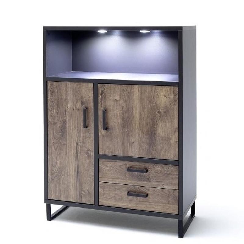 BUFFET HAUT HALTON 2 TIROIRS 2 PORTES 1 NICHE DÉCOR CHÊNE GRIS COSMOS_0