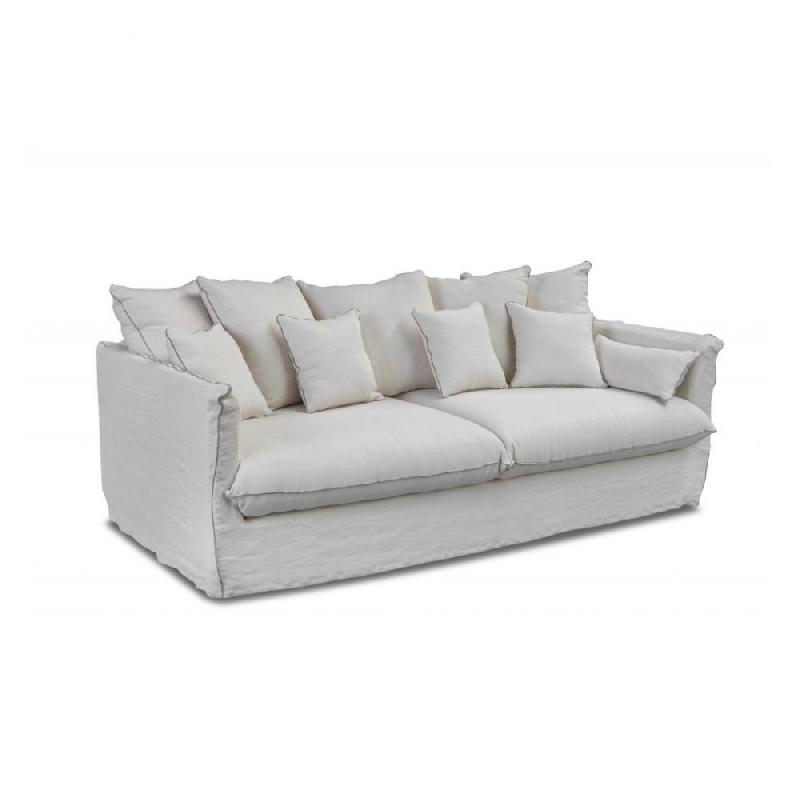 CANAPÉ LIT CARTAGENE 3 PLACES  140CM SOMMIER - MATELAS 10CM LIN ECRU_0