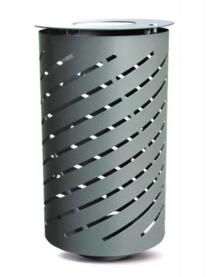 Corbeille publique Spirale 65 L - Acier galvanisé avec serrure, seau amovible - 38 kg_0