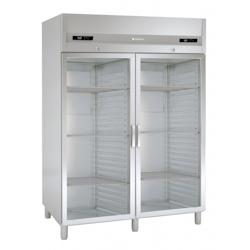 CORECO Armoire Cotes Emboutis 2 Portes Vitrees Gn2/1 - 1360X800X2060 - Capacite 533+533L - Temperature -20C/-15C ACGE-1002-PF85 - Acier inoxydable 18/_0