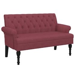 Décoshop26 - Banquette banc avec dossier capitonné et accoudoirs 120 x 62 x 75,5 cm en tissu rouge bordeaux DEC024659 - 3000254829317_0