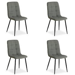 Décoshop26 - Lot de 4 chaises de salle à manger cuisine confortable et moderne en tissu gris pieds en métal noir CDS06201 - gris 3000430869601_0