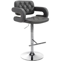 Décoshop26 - Tabouret de bar x1 avec repose-pied et accoudoirs capitonné en PVC gris support en métal chromé 10_0004791 - gris 3000252293080_0