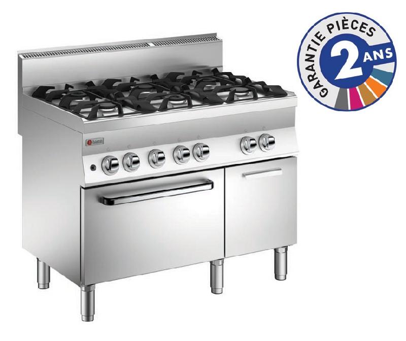 Fourneau 6 feux vifs gaz sur four gaz - Gamme 650 - Baron 60PCGF1122 - inox AISI 304 et brûleurs haute puissance_0