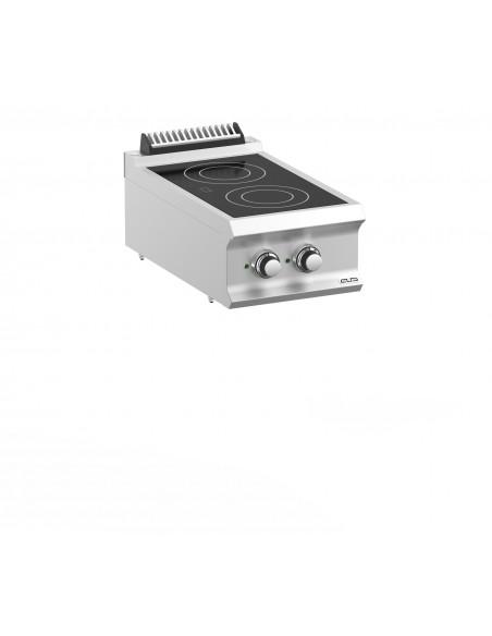 Fourneau MBM 2 feux vitrocéramique - Acier inoxydable, 2 zones de cuisson indépendantes - Référence : VC74T_0