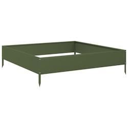 Helloshop26 - Jardinière bac lit surélevé plantes fleurs terrasse jardin de jardin olive 100 x 100 x 26 cm acier vert 02_0039852 - 3000218654597_0