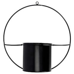 Jardinière déco ronde d'intérieur en métal noir Fixation murale Esschert Design - noir 8714982205415_0