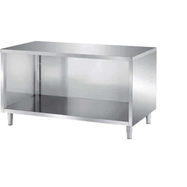 Meuble bas central ouvert, adossé, P 600 mm, inox ferritique (Longueur, mm: 2000)_0