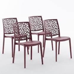 RATTATAN Set 4 Chaises en polypropylène avec fibre de verre empilables pour extérieur et jardin, bar et restaurant, cuisine design moderne - ANNA -_0