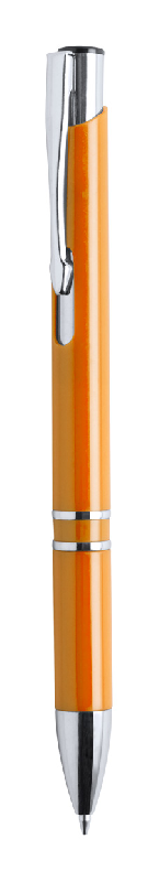 Stylo à bille en plastique - grip et clip argentés - encre bleue - couleur orange_0