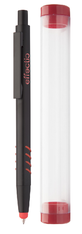Stylo à bille stylet en aluminium - grip, embout en caoutchouc, gravure colorée, tube plastique_0