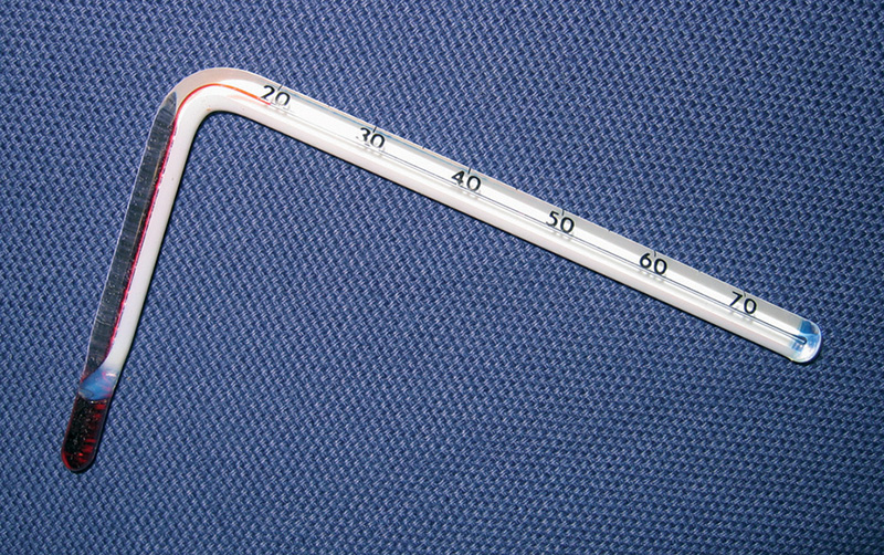 Thermomètre à alcool coudé - liquide rouge - +20 °c à +70 °c_0