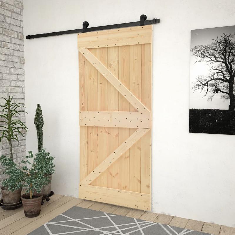 Vidaxl porte coulissante avec kit de quincaillerie 80x210cm pin massif 3057489_0