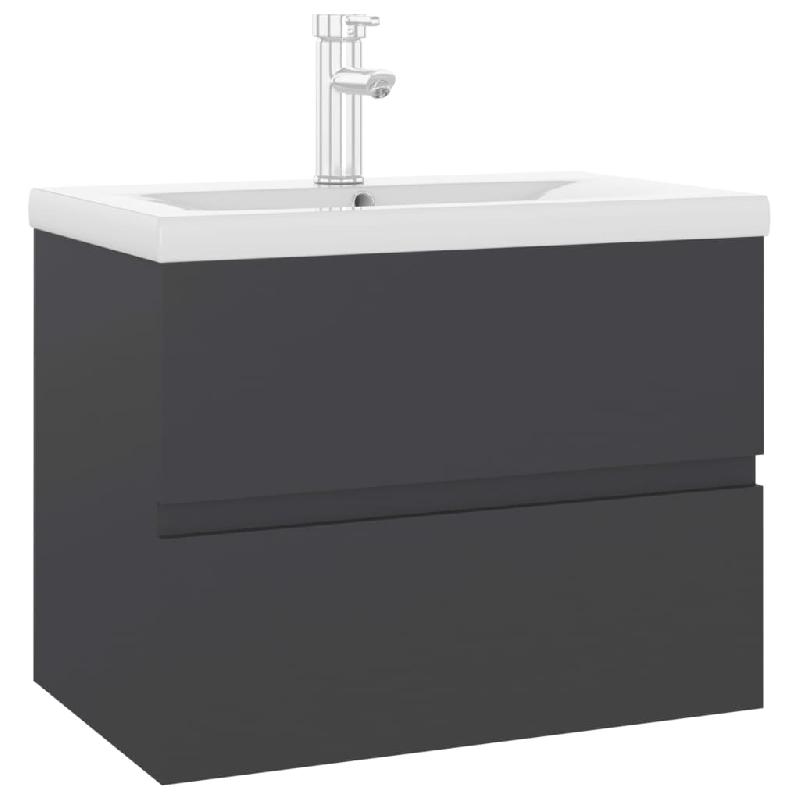 ARMOIRE D\'ÉVIER AVEC LAVABO INTÉGRÉ 60 X 38,5 X 45 CM AGGLOMÉRÉ GRIS 02_0006467_0