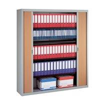 Armoire haute à rideaux démontables décor bois Largeurs spécifiques 200 x 180 cm aluminium-hêtre_0