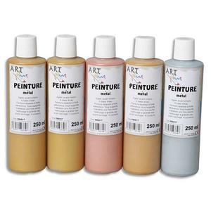 Art Plus - Lot de 5 flacons de peinture acrylique métallique 250 ml - Bronze, beige, or rosé, or, métal_0