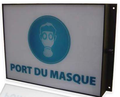 Caisson lumineux port du masque - LED bleues clignotantes - Boîtier ABS sur-mesure avec sérigraphie_0