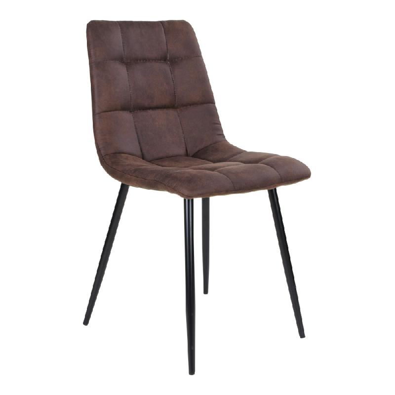 Chaise de repas MIDDELFART - Microfibre marron foncé, design élégant et robuste_0