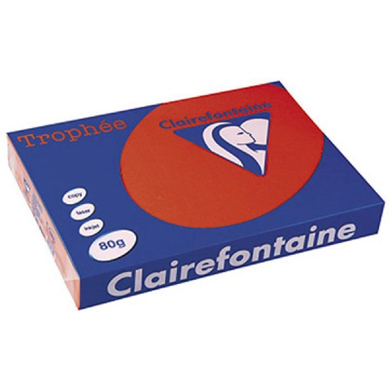 CLAIREFONTAINE PAPIER COULEUR POLYVALENT A3 ROUGE CARDINAL DE 80 G/M² (PRIX À L'UNITÉ)