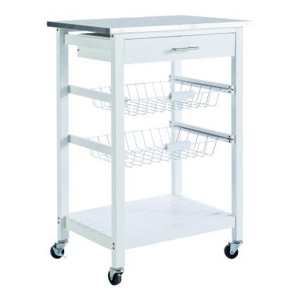 Cookies - desserte de cuisine - Demeyere - blanc mat - plateau inox - réf: 365072_0