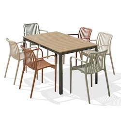 DCB GARDEN Ensemble repas de jardin 6 places en aluminium gris anthracite - BOSTON TIAGO - gris aluminium BOSTONTB150+TIAGOX6_0