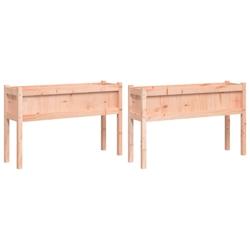 Helloshop26 - Jardinière bac lit surélevé plantes fleurs jardin terrasses lot de 2 avec pieds bois massif douglas marron 02_0039022 - 3000217974597_0