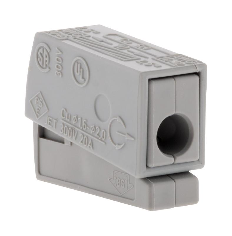 Lot de 6 bornes de service pour luminaires S224 - Connecteurs rapides - Conducteurs rigides 2.5mm² max - Gris - Wago_0
