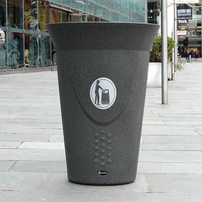 Luna - poubelle publique - glasdon - 60 litres - contemporaine avec options de capot_0