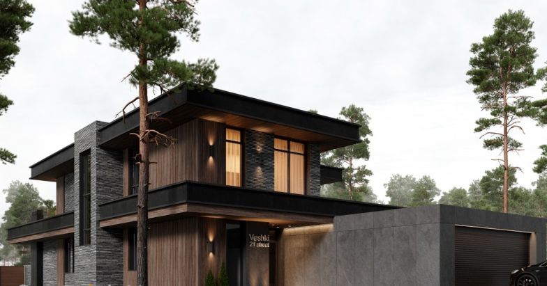 Maison moderne parametrique béton acier à deux étages 241 m2 - ISK241_0