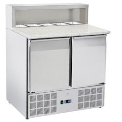 Meuble de préparation pour pizzas 2 portes. Dir. 5 gn 1/6 - 900x700x880 mm - 235 W 230/1V - 7CA09PRC Eurast - gris inox 7CA09PRC_0