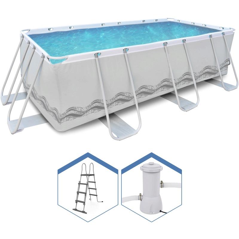 PISCINE RECTANGULAIRE HORS SOL STRUCTURE 400X200XH99CM + POMPE ÉCHELLE 17445EU - JILONG