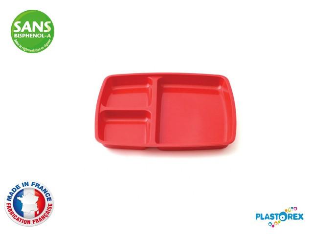 PLATEAU A 3 COMPARTIMENTS MELAMINE ROUGE