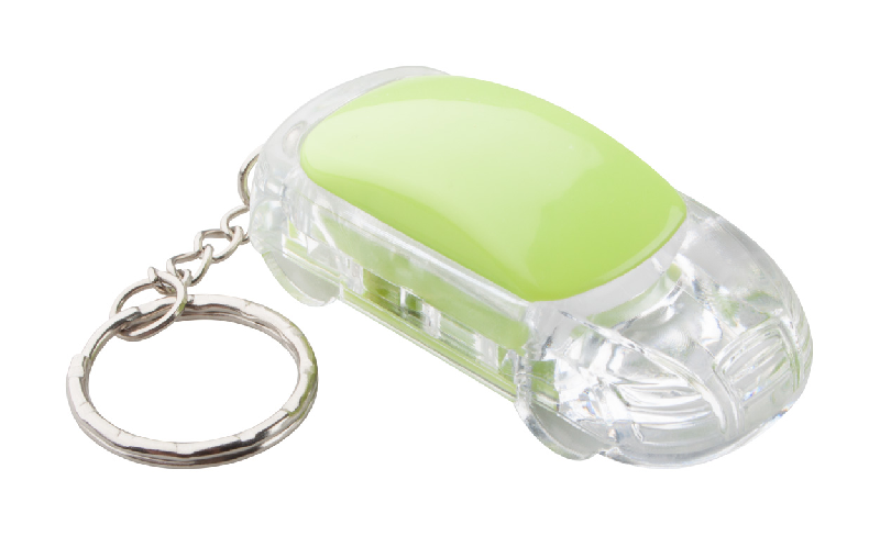 Porte-clés publicitaires en forme de voiture - plastique avec lampe LED blanche - pile bouton incluse_0