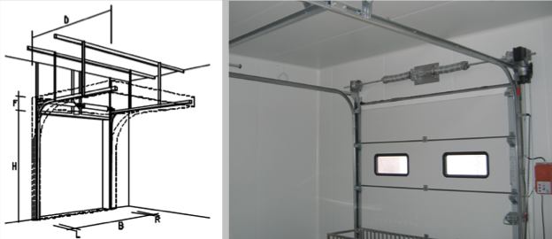 Porte sectionnelle industrielle / automatique / repliable en plafond / pleine / avec hublot_0