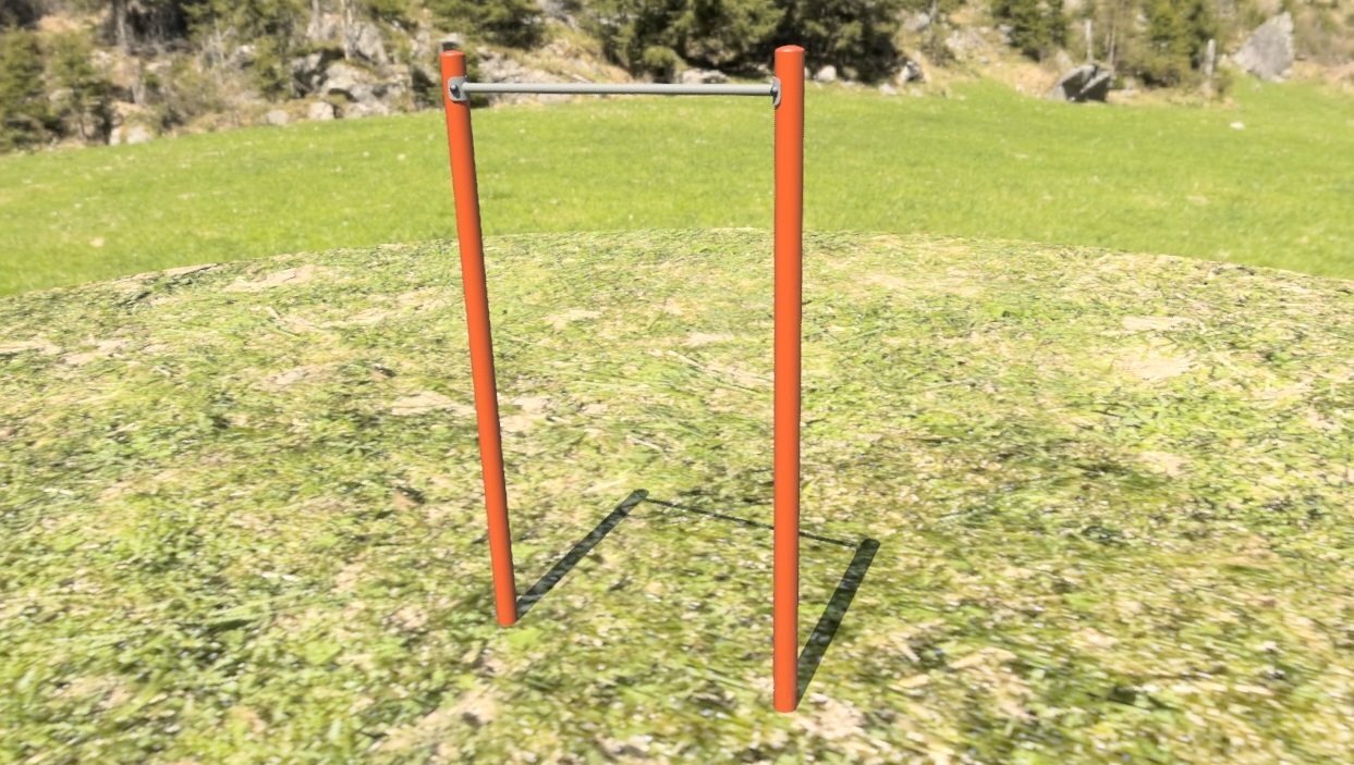 Station barre fixe simple poteaux rond en acier inoxydable - Référence BFSR_0