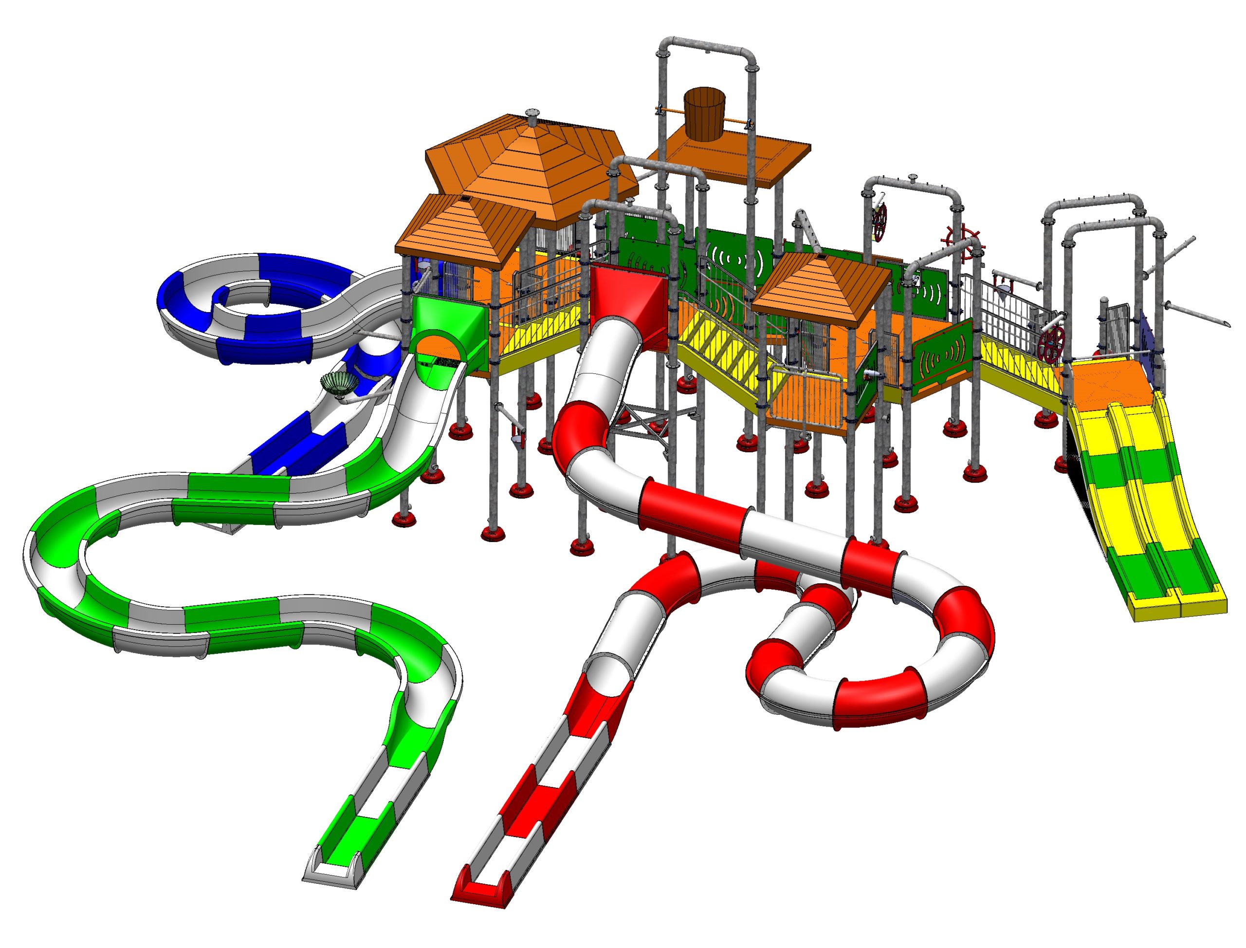 Structure de jeux aquatiques ARWAPS7 - 19x17m - Hauteur 9,6m - Toboggans 4,8m_0