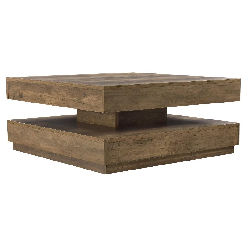 TABLE BASSE AVEC PLATEAU TOURNANT PANNEAU DE FIBRE DE BOIS 76 X 76 CM MARRON 03_0004127_0