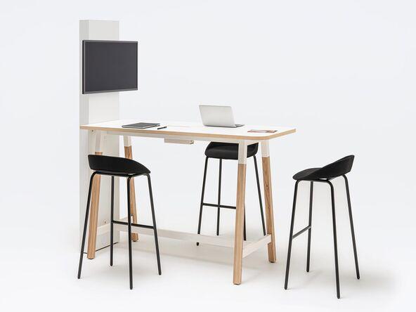 Table connectée haute Wilder avec support TV et passage de câbles_0