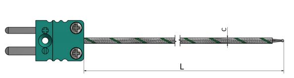 Thermocouple filaire Soie de verre méplat (SDV/SDV) avec sortie connecteur - TC21_0