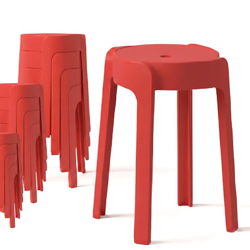 12 Tabourets Gigognes empilables BM HOME TAB-ROUGE en plastique, légers pour la maison, salle de classe, cuisine, jardin - rouge plastique polypropyl_0